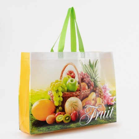 Household bag without fastening, 12 l, green color/multi -colored