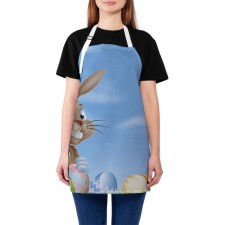 Apron of a kitchen with a photo print “Hare with Easter basket”, adjustable, size OS