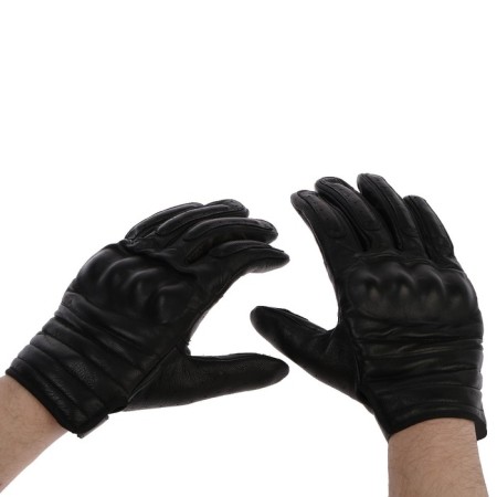 Motorcycle gloves with protective inserts, leather, size m