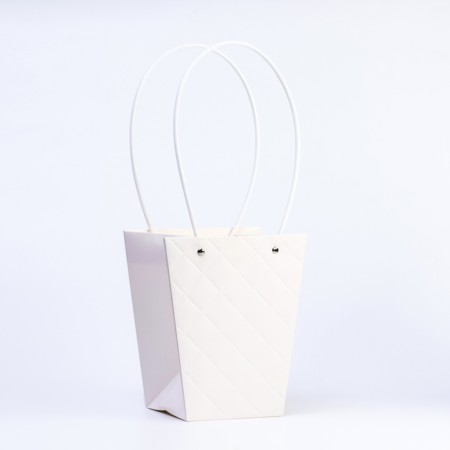 Bag for flowers embossing white moisture resistant, 17x17-11.5x11.5-20 cm-1