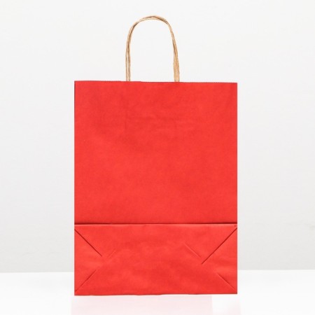 Craft package, scarlet velvet, with twisted handles, 31.5 x 25 x 10.5 cm-1