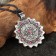 Amulet "Mandala of Love" with agate stone and rhinestones, 35x42 mm, metallic