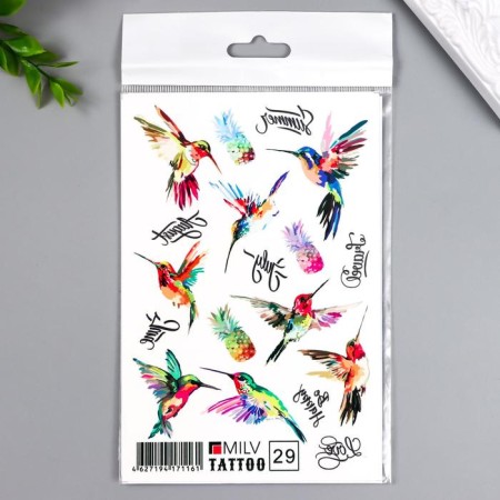 Tattoo on the body "Hummingbird" 10x15 cm-3