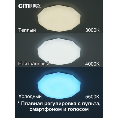 Lamp Citilux "Astron" CL733480G, 37.5x37.5x8 cm, 1x48W, LED, Color White-2