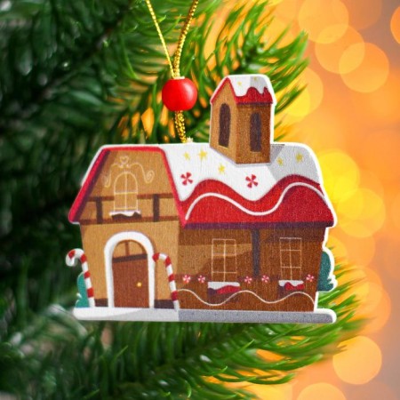 Suspension New Year's Wooden "House Gingerbread" 0.5 × 7 × 7 cm-2