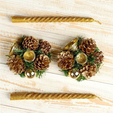 New Year's candle with the candlestick "Flinking" (set 4 pcs) 5x15x21 cm, gold-1
