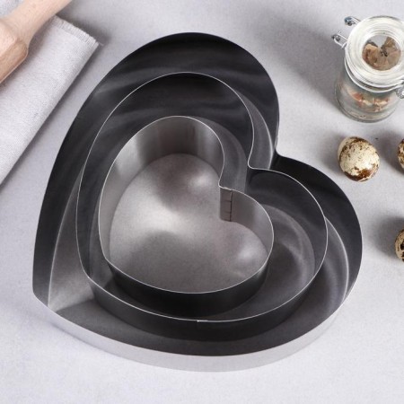 A set of baking forms and calculation "Heart", 20x20x8.5 cm, 3 pcs-1