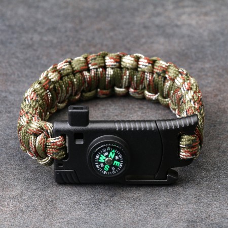 5B1 survival bracelet (paracord, knife, whistle, compass, fire), forest camouflage