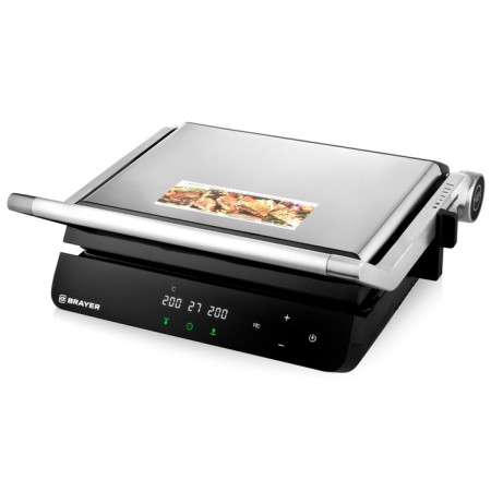 Electric grill Brayer 2008br, anti -stick coating, 33x24.5 cm, silver-8