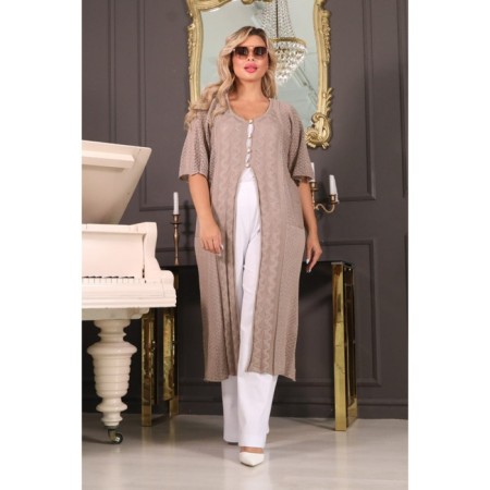 Cardigan female, size 54, beige color
