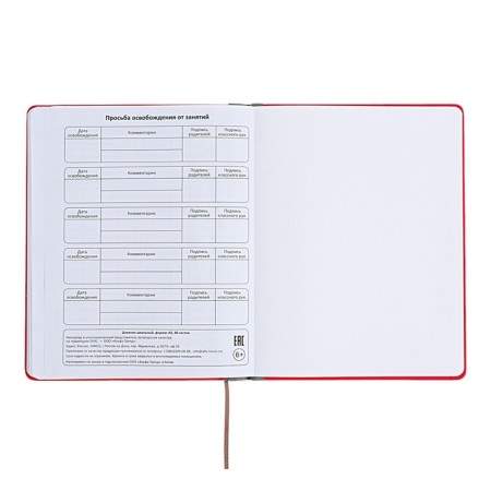 Universal diary for grades 1-11 Excellence, solid cover of artificial leather, silkography, lies, 48 ​​sheets, pink-14