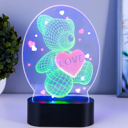 Fourth lamp "Bear with heart" Led usb (90cm) from 3xa Black Black 13.5x5x21 cm Risalux