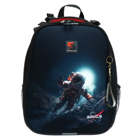 School backpack 38 x 30 x 16 cm, ergonomic back, Stavia "Cosmonaut", black-2