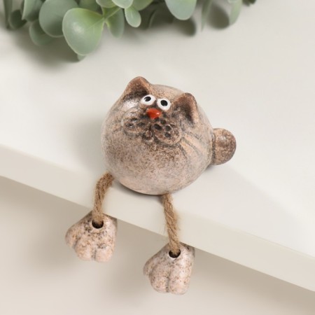 Souvenir Ceramics "Round cat with hanging paws" 4.9x4.8x5.3 cm-1