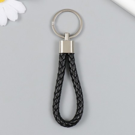 Keychain metal to the leatherette "strap" black 10x4 cm