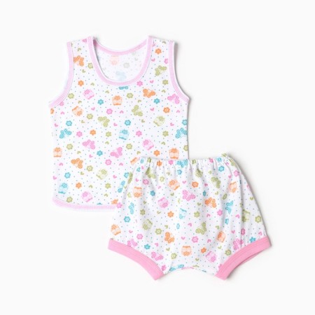 Kit (T -shirt, panties on the diaper) children, white/owls, height 74 cm