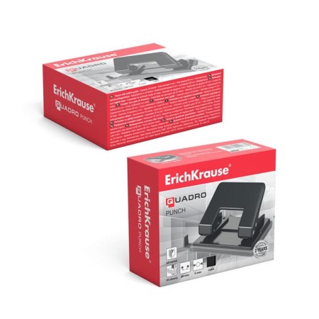 Erichkrause Quadro punch, up to 20 sheets, puncture diameter 6 mm, distance between punctures 80 mm, black-2