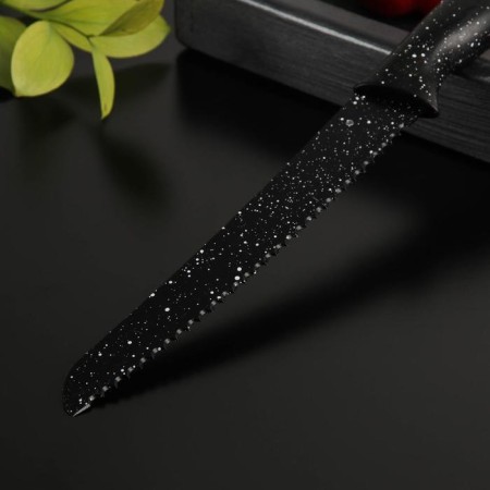 A knife with an anti -wagoning coating of the “marshmallow”, bread, blade 20 cm, black color-1