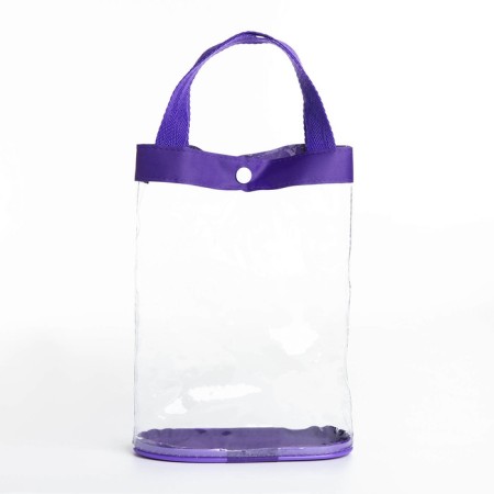 Cosmetic bag on the button, purple/transparent color-3