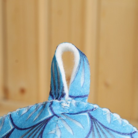 A cap for a bath with a print "Water Dragon", blue, polyester felt-2