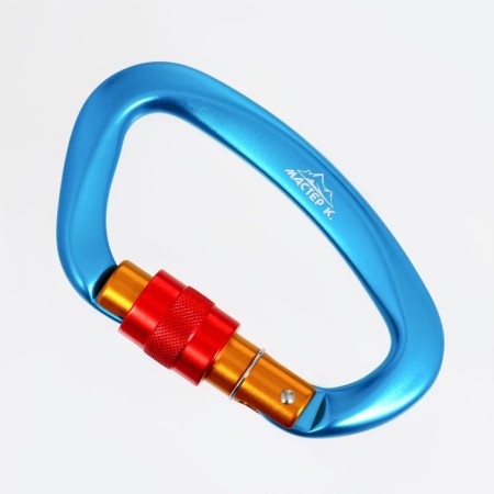 Carabiner with a clutch, 10x6 cm, 25 kn, blue