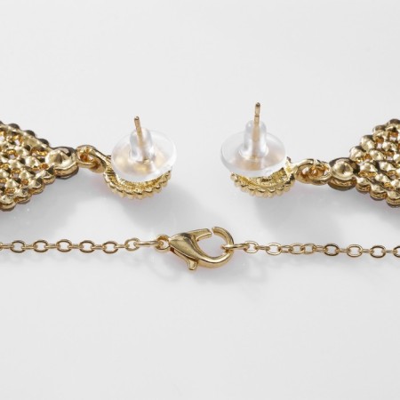 Set 2 objects: earrings, pendant "Lotus", white-lilac color in gold, 48 cm-2