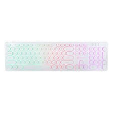 Клавиатура Оклик 420MRL белый USB slim Multimedia LED