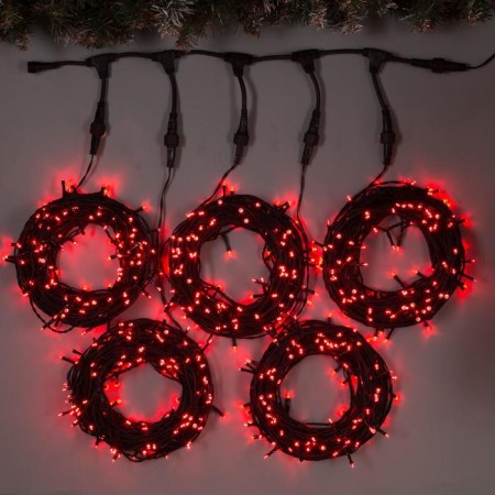 Girlyand "Clip-Light" 5 threads of 20 m, IP44, UMS, dark thread, 665 LED, red glow, 24 V