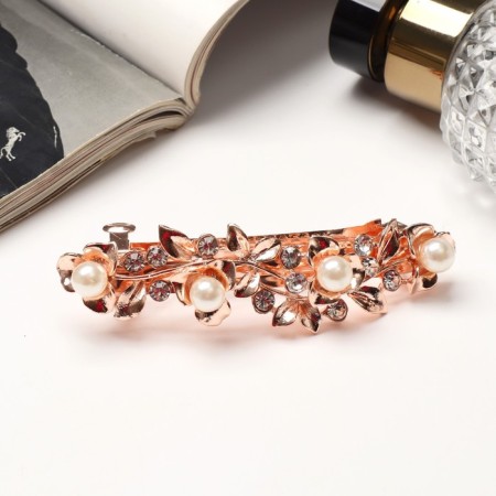 Clothing machine for hair "Joszy" Pearls of Leaflet, 9 cm, gold