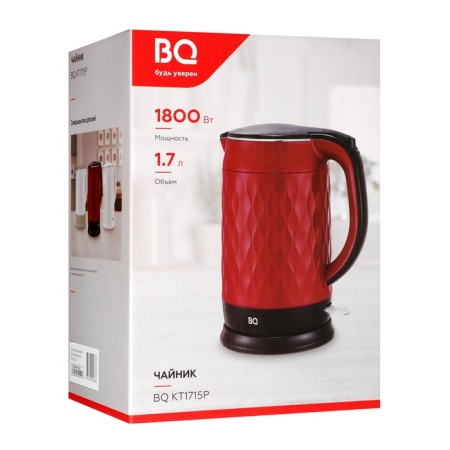 Electric kettle bQ kt1715p, plastic, flask, 1.7 l, 1800 watts, red/black-5