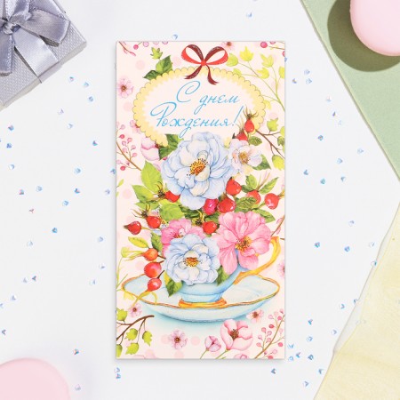 Money envelope "Happy Birthday!" rosehip, 18.5 x 8.5 cm-1