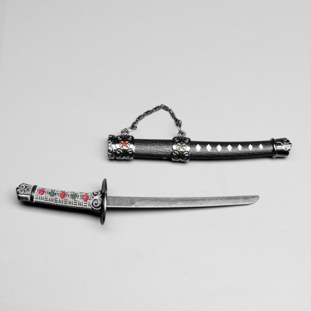 Souvenir weapon "Katana on the stand", black scabbard with red rhombuses, 20cm-2