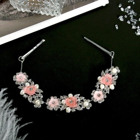 Hair accessory "Malvi" delicate roses, 17 cm, silver
