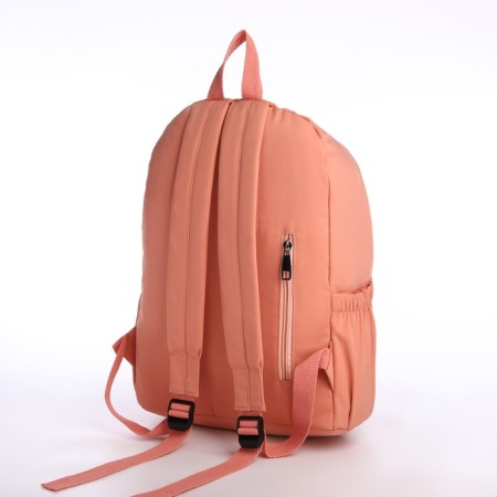 Youth backpack from textiles on lightning, 4 pockets, peach color-3