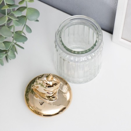Casket glass, ceramics "Golden Unicorn" 14.5x8x8 cm-2