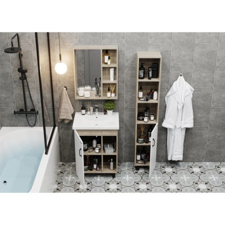 Tumba Onika Timber 60.01 with the COMO 60 shell, white matte / oak sonoma-2