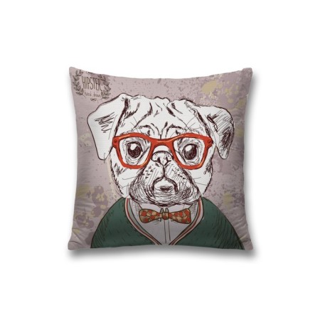 Decorative pillowcase "Hipster dog", on a zipper, size 45x45 cm