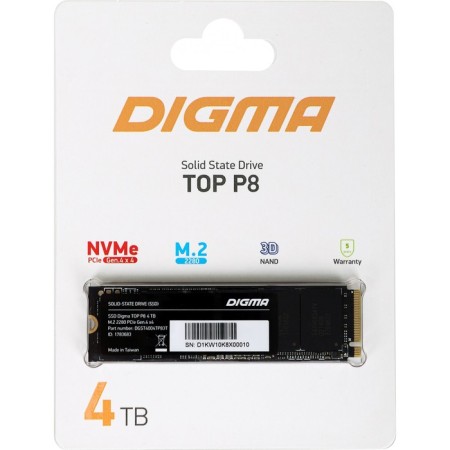 SSD Digma PCIE 4.0 X4 4TB DGST4004TP83T Top P8 M.2 2280-3