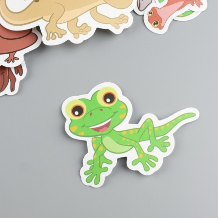 Plastic stickers "Green friends in the jungle" set 60 pcs 10x12 cm-1