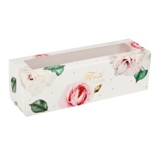Box for Makarun, confectionery packaging “You with love”, roses, 5.5 x 18 x 5.5 cm