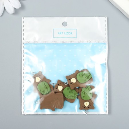 Decor for creativity Plastic "Brown Bear with a loop" 0.8x2.3x2.8 cm-3