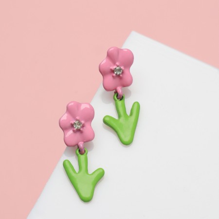 Emall earrings "Flowers", colored