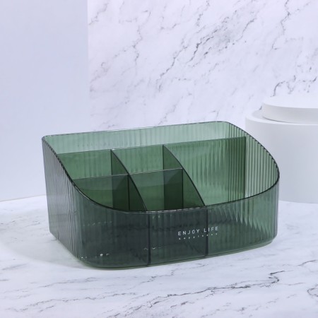 Organizer for storing cosmetic supplies "Green", 6 sections, 23 × 15.5 × 11 cm, translucent/green color-2