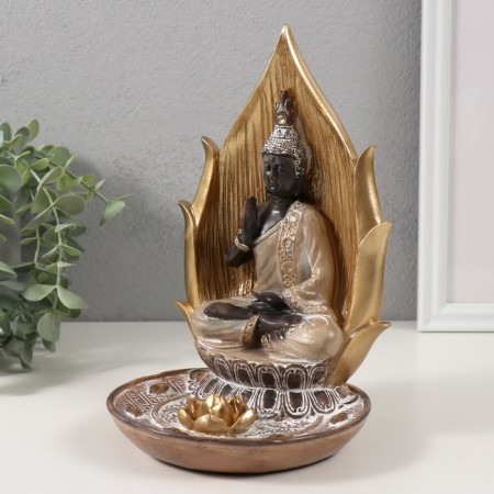 Buddha and Golden Lotus Budders stand and gold 37x6x30 cm-3