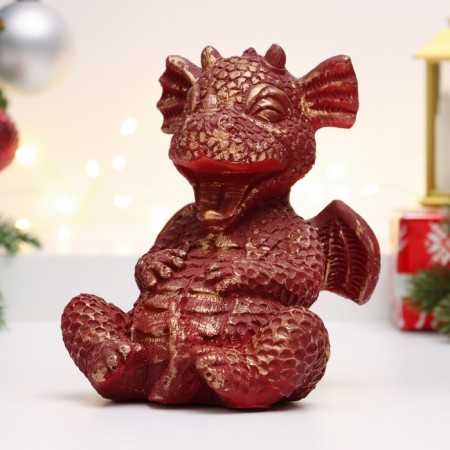 Piggy bank "Laughing Dragon" 12x12x15cm, red with gold-1