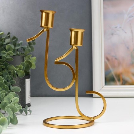 Summary metal for 2 candles "notes" gold 20x9x12.5 cm-1