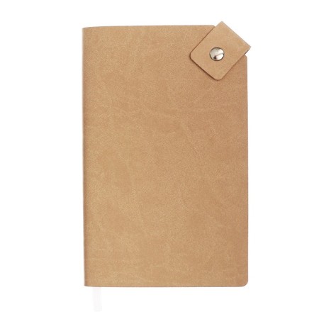 Lotted diary, 120x200 mm 128 sheets, leatherette, gray block 70 g/m2, lies, refuge with a colored button, beige