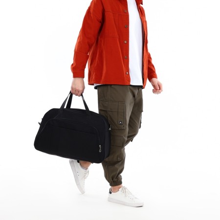 Road bag with lightning, external pocket, long belt, black color-6
