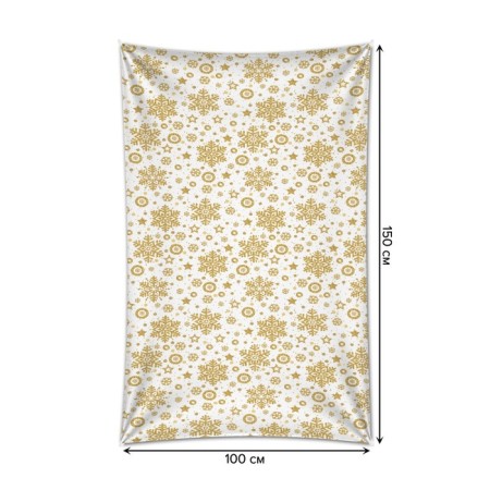 Decorative panel with photo printing "Golden Snowflakes", vertical, size 100x150 cm-1