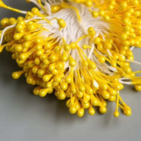 Stamens for flowers "droplets gloss bright yellow" set 300 pcs length 6 cm-2
